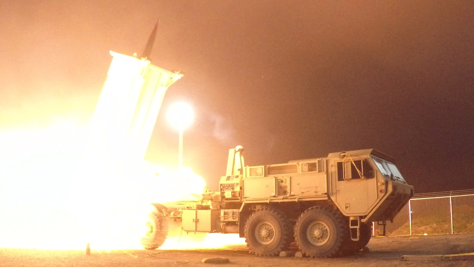 THAAD Terminal High Altitude Area Defense missile interceptor launch — the upper-tier system needed to defeat Iran's cluster missile tactic